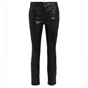 FRAME Size 30 Crocodile Patterned Coated Le High Skinny Jeans in Black